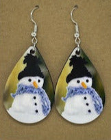 Snowman with Stocking Hat Dangle Earrings