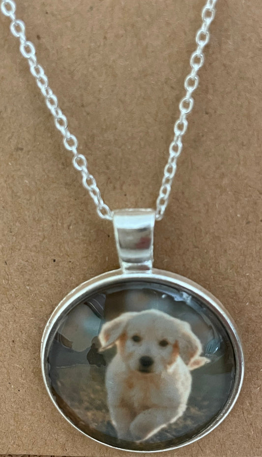 Golden Retriever Puppy Silver Necklace